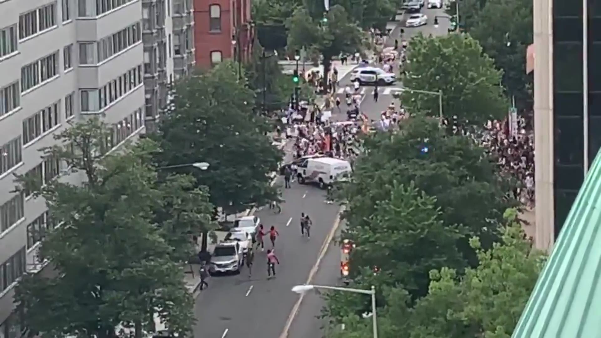 DC police said there was not a shooting but one man was arrested for having a gun in his backpack. 7 people were taken to a local hospital with non life-threatening injuries. (Courtesy of Petros Kasfikis: @PetrosKas on Twitter)