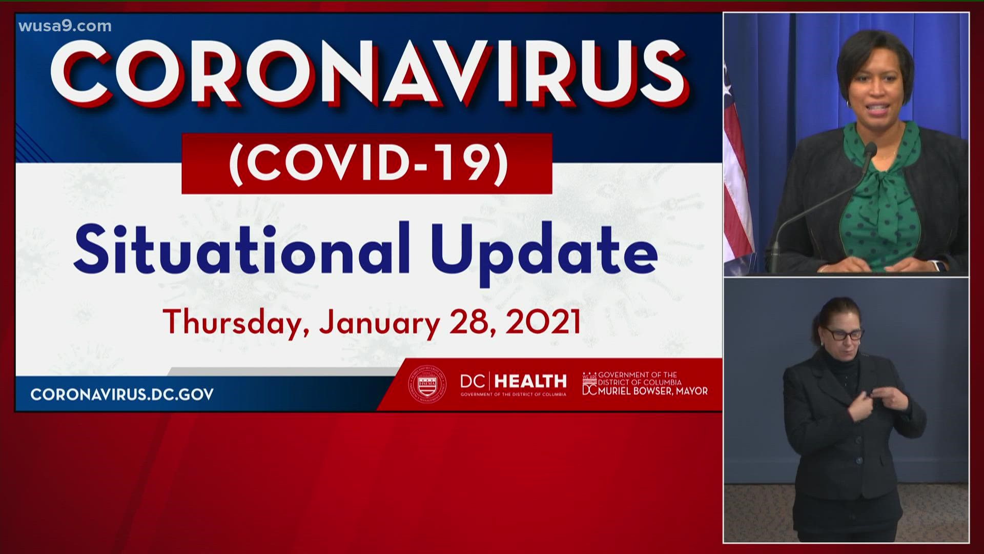 Mayor Muriel Bowser is providing the latest on COVID-19 in the District along with the city's vaccine distribution plan.