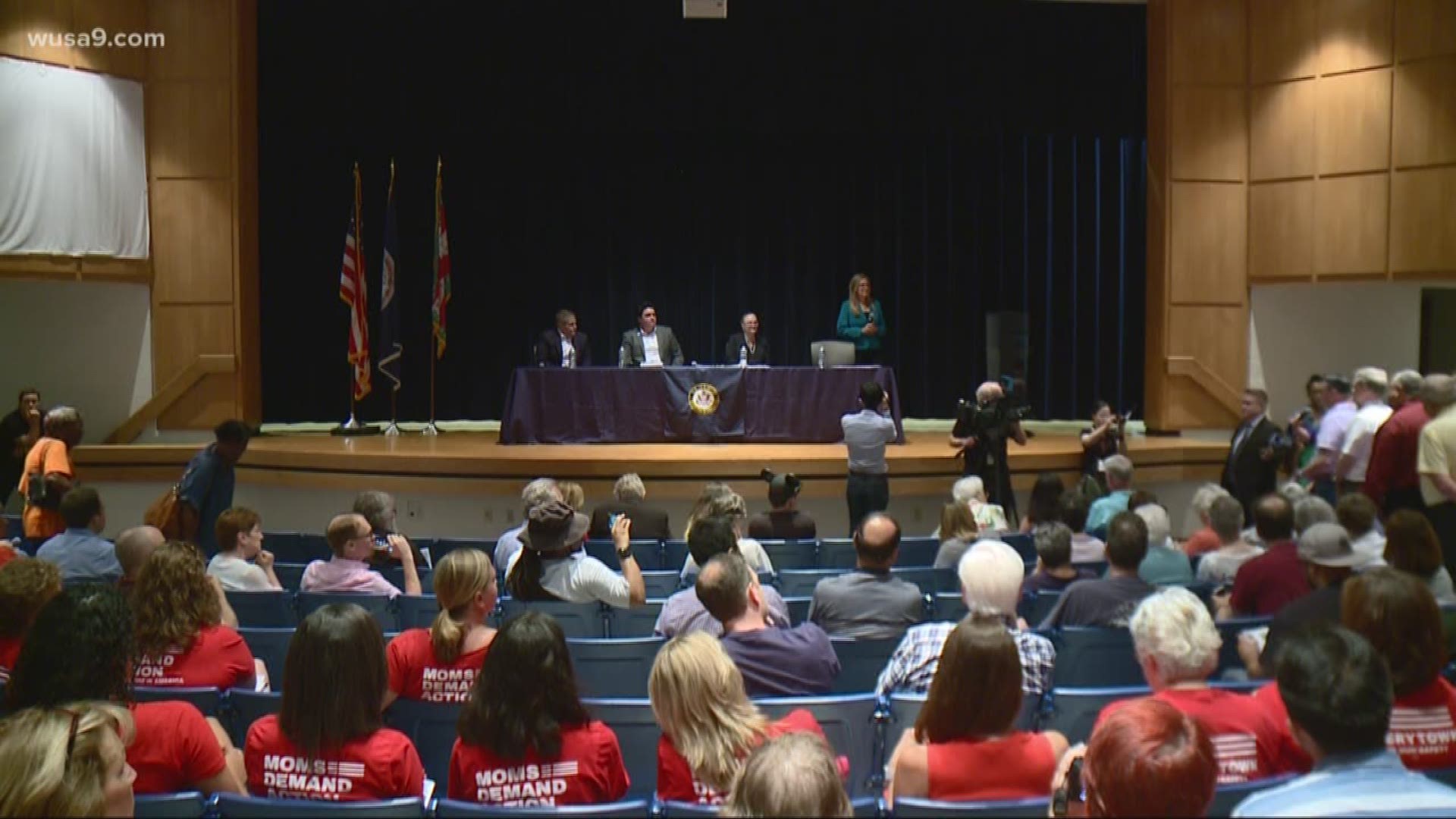 Just a day after introducing a bill on gun silencers -- congresswoman Jennifer Wexton hosted a Gun Safety Town Hall in Chantilly. At today's town hall were gun control advocates -- pediatric experts and members of the public -- not all of whom agreed with what Wexton is proposing.