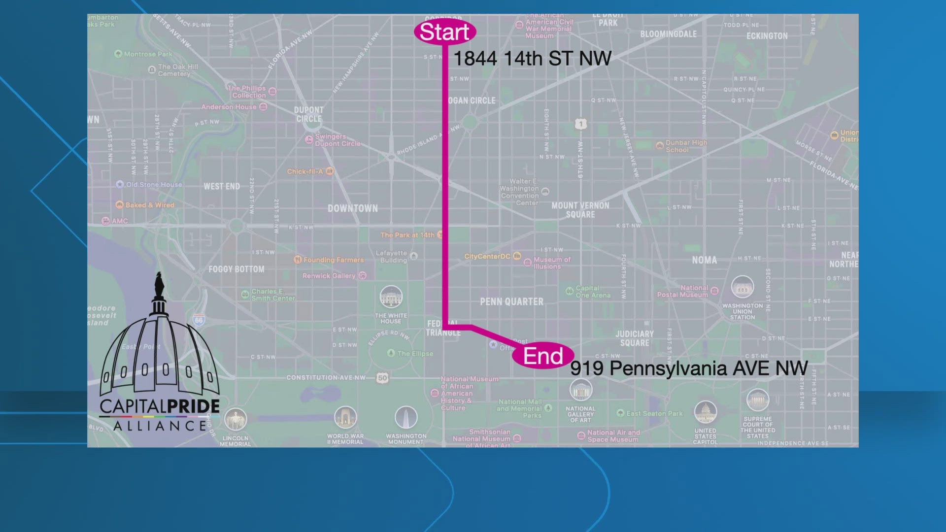 DC's Pride Parade is here with new start and finish points. Please check our website for road closure updates.