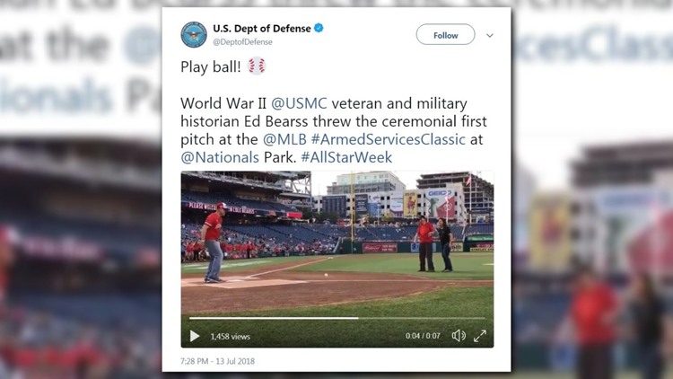 95-year-old former ND baseball player throws out first pitch at SB