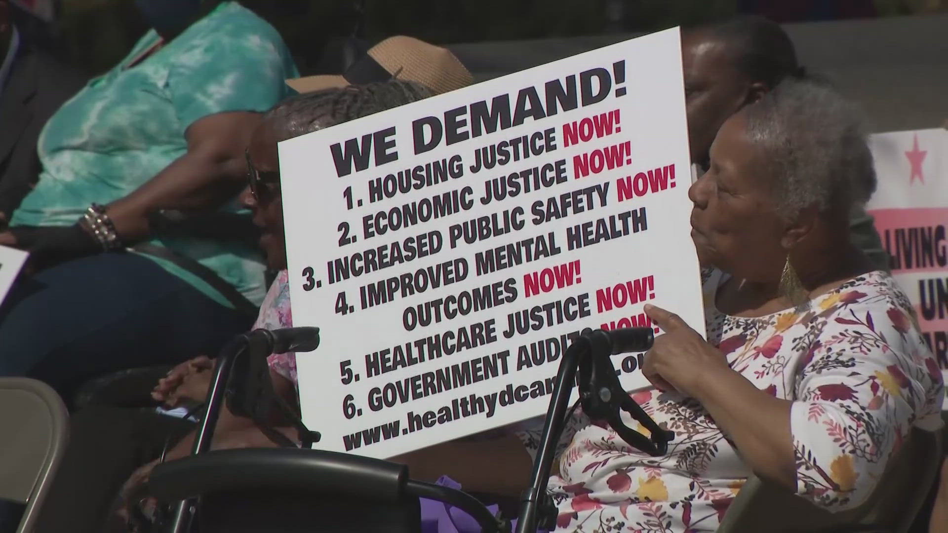 Demonstrators called out DC leaders for not doing enough to improve living conditions for seniors.