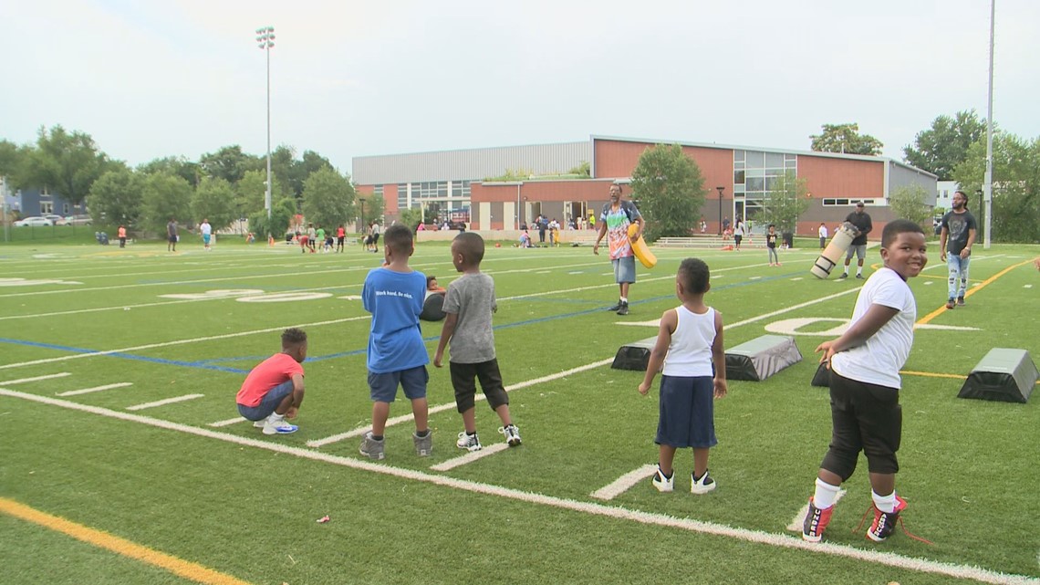 The Rosedale Tigers take the field. The team is part of the DPR Youth  Tackle Football League. Image_ DPR