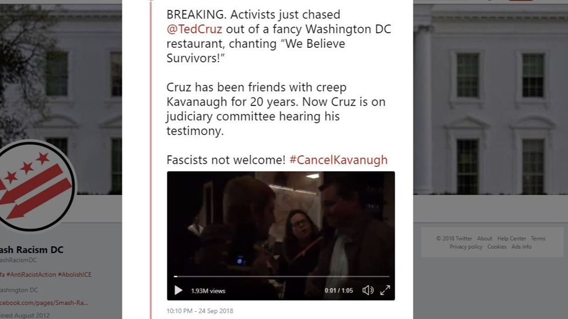 Ted Cruz chased out of DC restaurant by Kavanaugh protesters