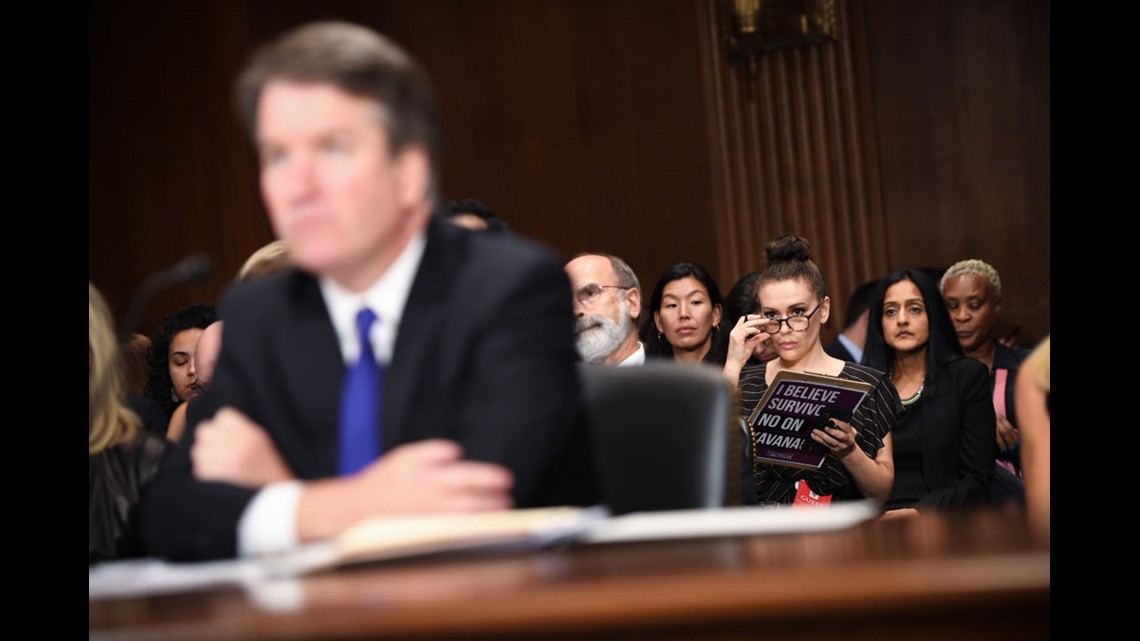 Actress Alyssa Milano joins anti-Kavanaugh protesters outside the ...