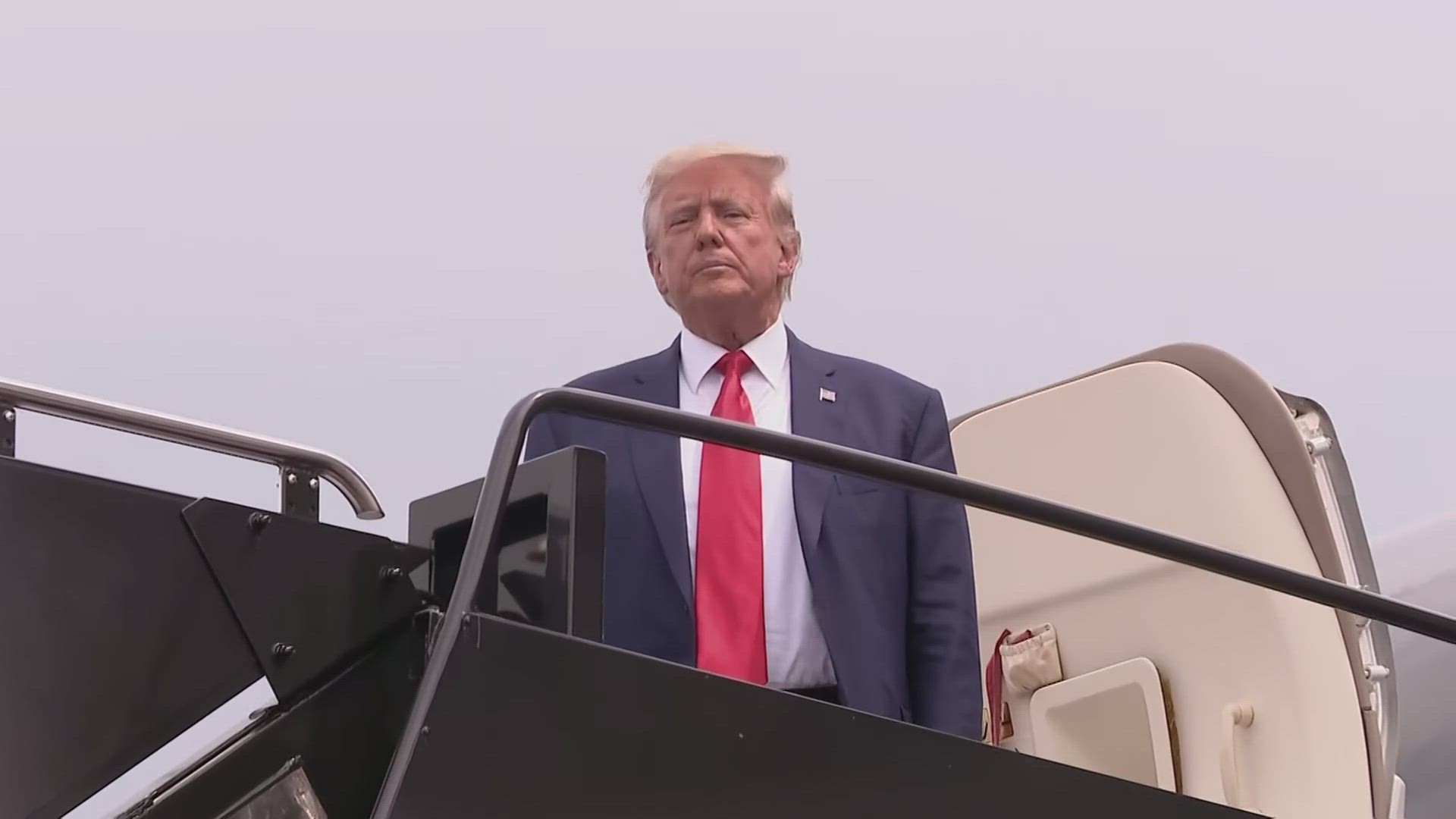 Former President Donald Trump is officially in D.C. after landing at Reagan National Airport.