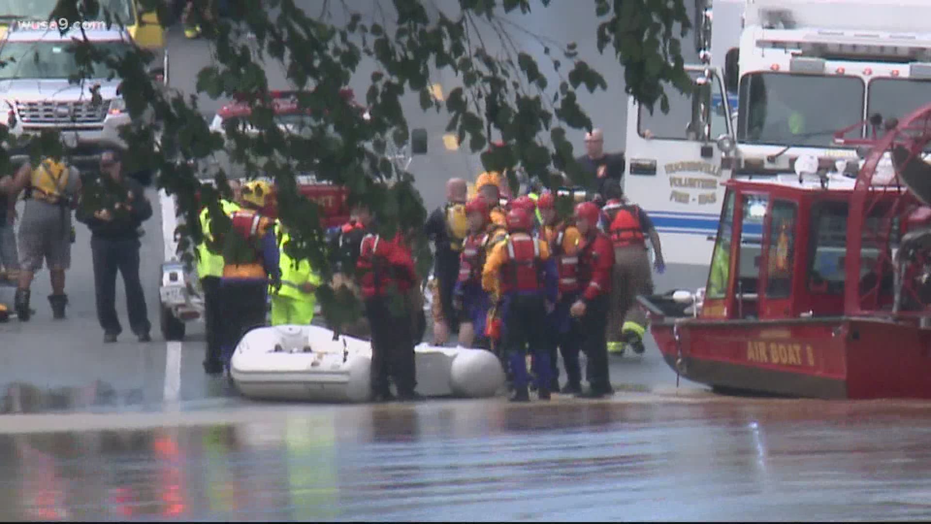 Three people rescued in Calvert County after flood waters were caused by Isaias earlier on Tuesday.