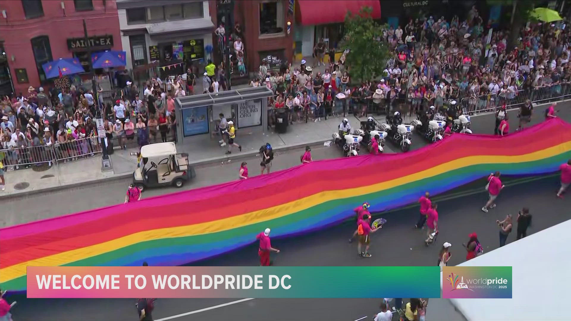 WATCH: Historic 1,000-foot rainbow flag kicks off WorldPride in DC ...
