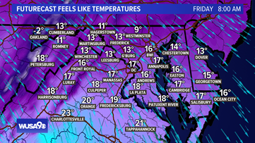 Wind chills in the 10s Friday morning