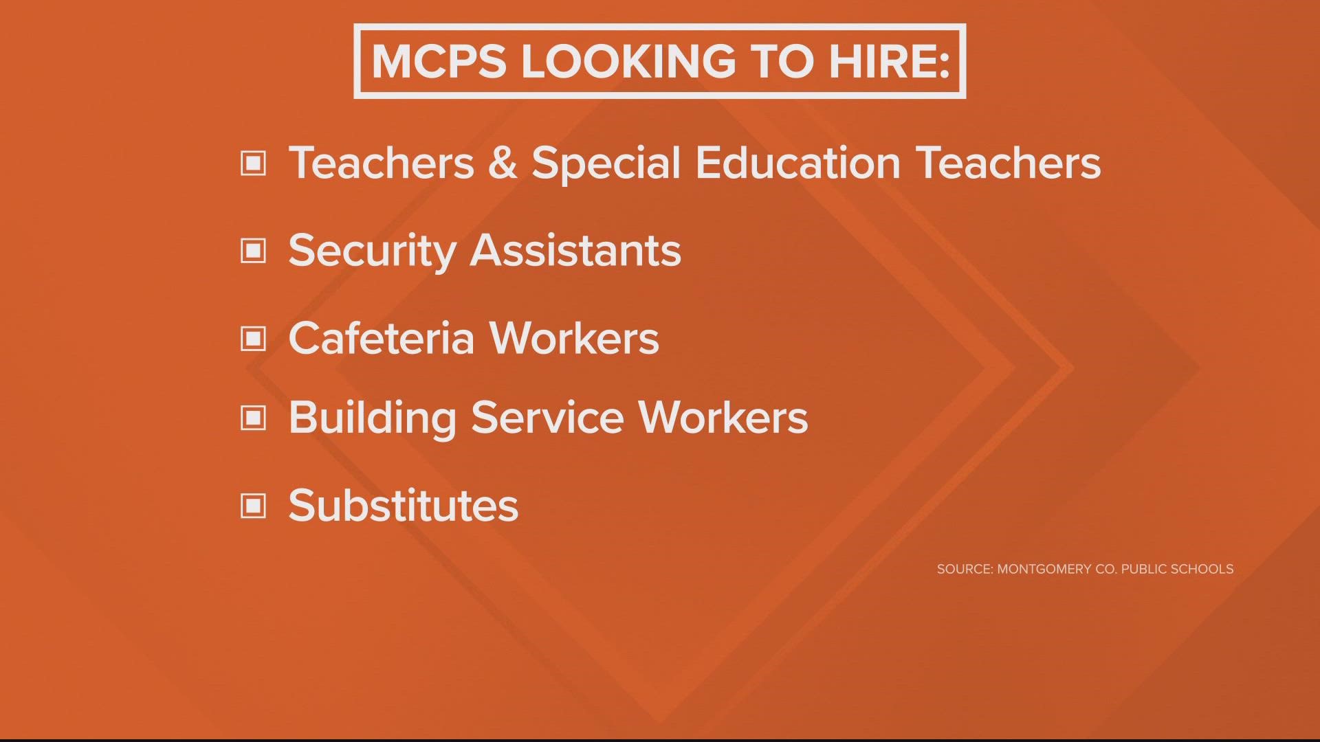 MCPS is looking to fill several vacancies before the school year begins.