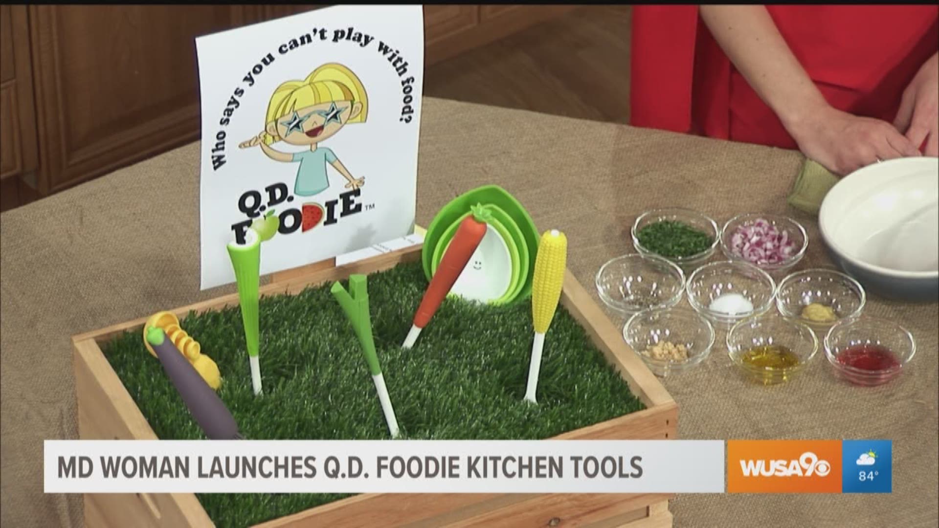 Silver Spring local Marci Height shows us her cute kitchen tool line, called Q.D. Foodie, while cooking a red white and blue potato salad!