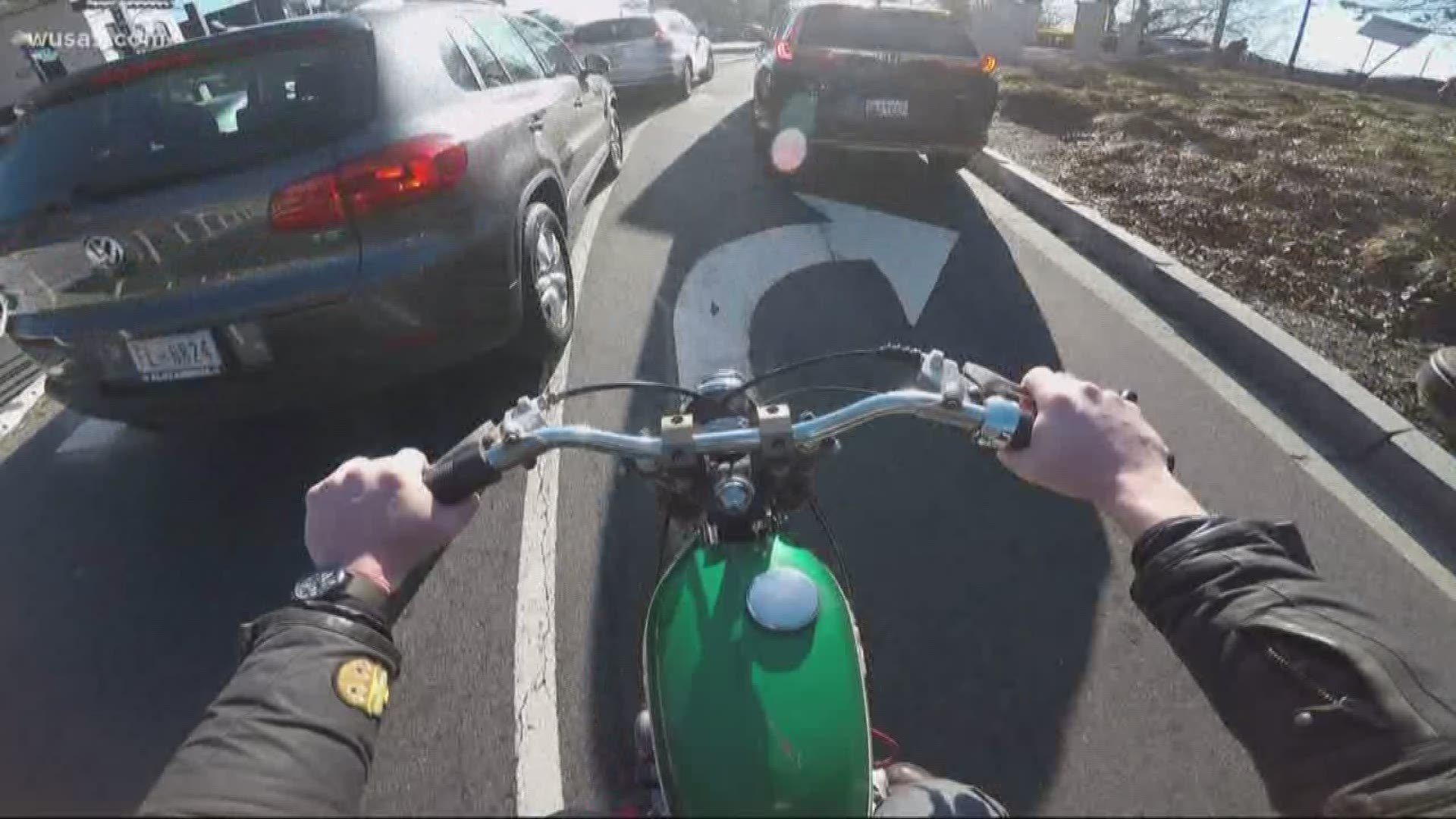 Riders insist that lane splitting makes them safer. They are deathly afraid of being rear-ended-- sandwiched between a fast-moving car from behind and a stopped car in front.