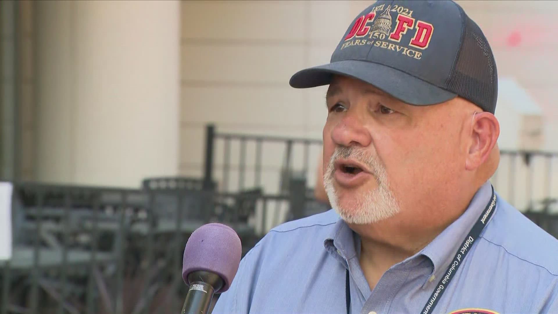 Vito Maggiolo with DC Fire and EMS gives an update following an Amtrak derailment near Union Station Tuesday.