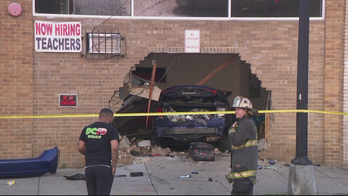 Car crashes into daycare after police pursuit in DC