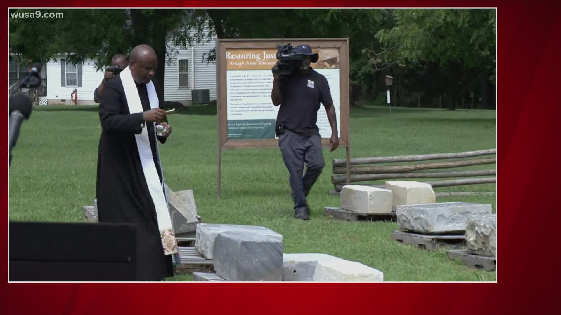 Virginia returns 55 historic African American gravestones found tossed along the Potomac River to a Maryland cemetery.