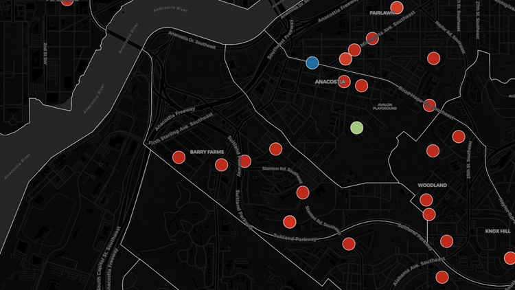 Washington Dc Homicide Map MAP: 2018 Washington D.C. Homicides | wusa9.com