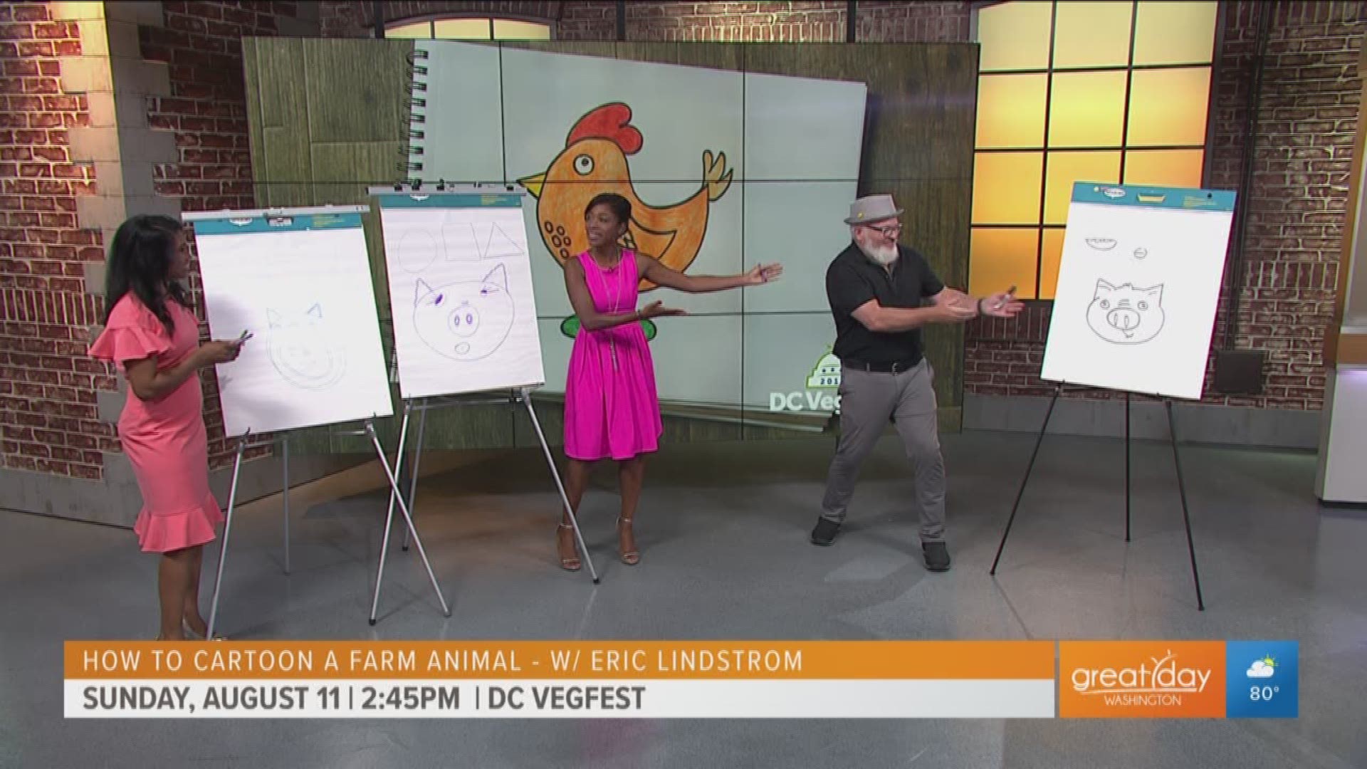 Eric Lindstrom stopped by the Great Day studio to show us how to draw a cartoon pig! Lindstrom will be at the DC Vegfest with fun activities like this and more at the Kids Zone this Sunday, Aug. 11, 2019. To learn more about the festival, visit dcvegfest.com