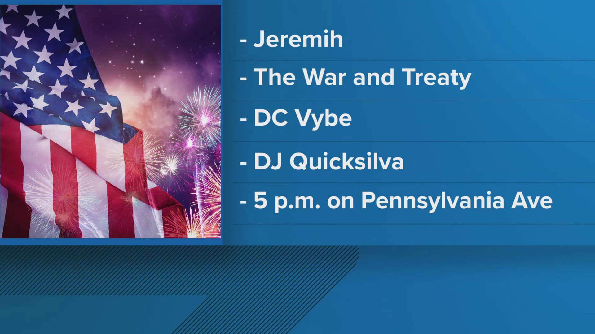 The concert is free and will begin at 5 p.m. and it will have great views of the fireworks on the National Mall. 