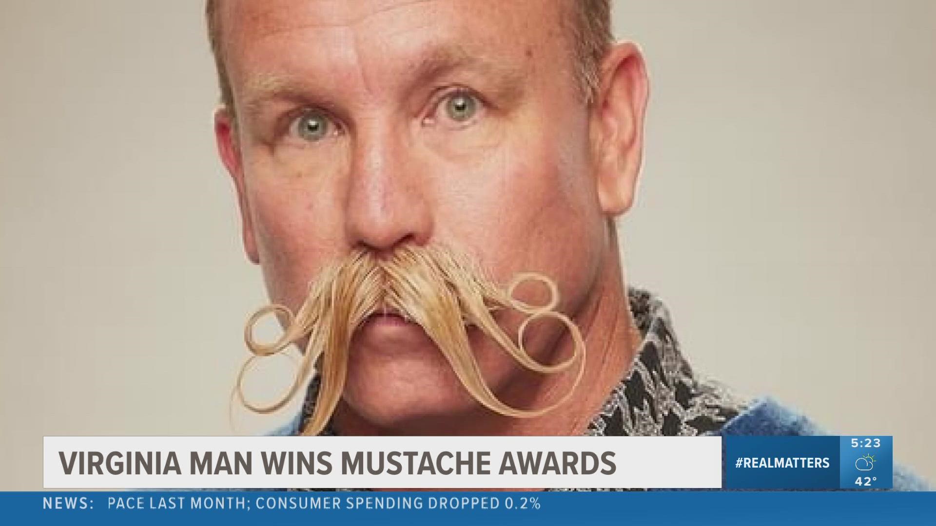 Virginia man wins national mustache awards 