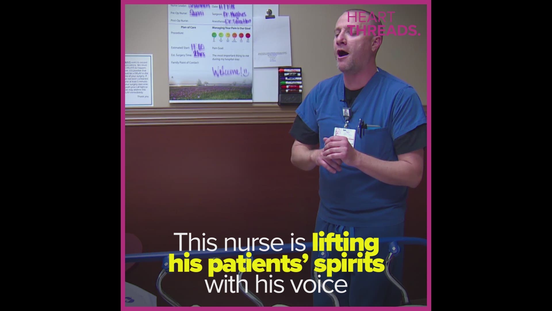 Tommy Rushton, also known as the "Singing Nurse," uses his voice to brighten up his patients' time in the hospital.