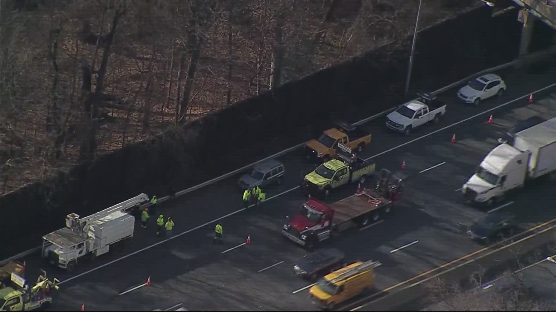 Maryland State Police say the man killed was working on a tree trimming crew when he was struck and killed by a Freightliner truck.