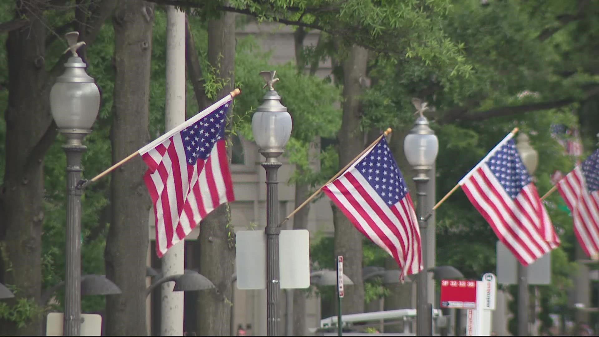 All of the flags have 51 stars on them in support of D.C. statehood.