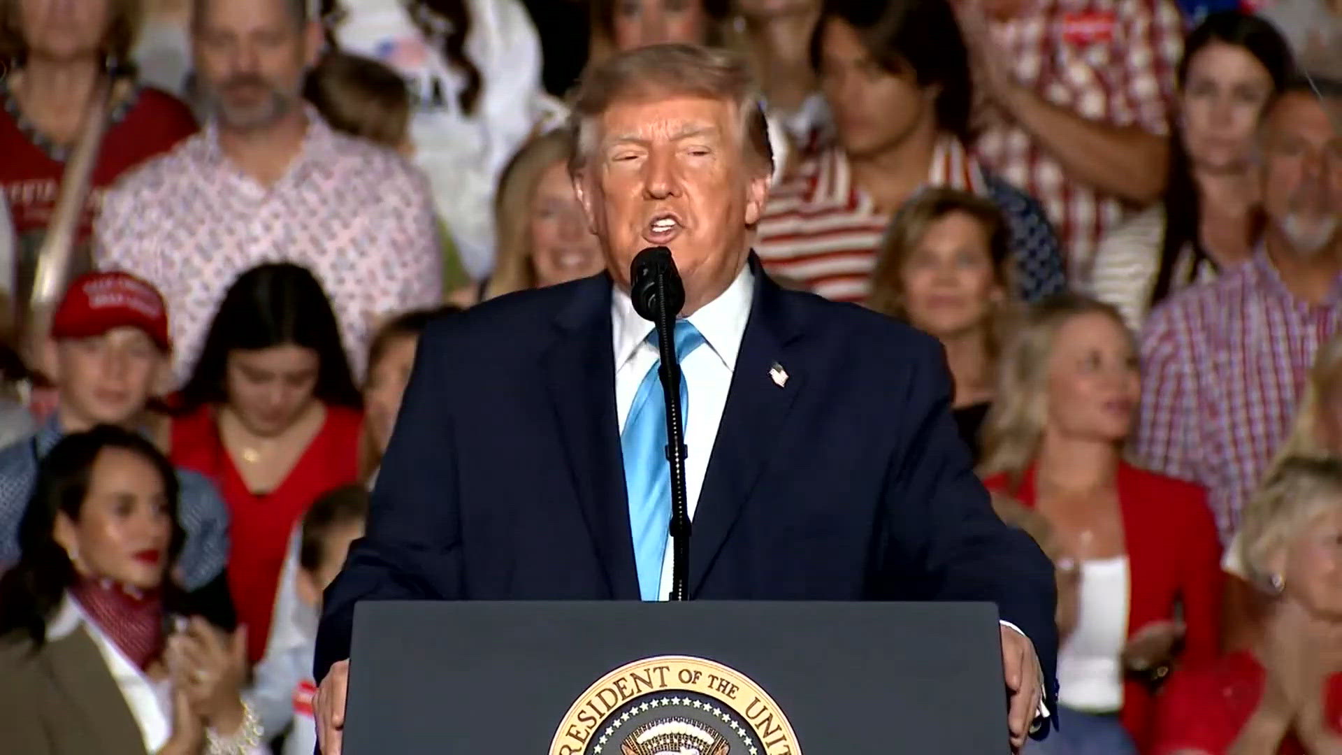 President Trump faces backlash after Iran joke at Nebraska rally ...