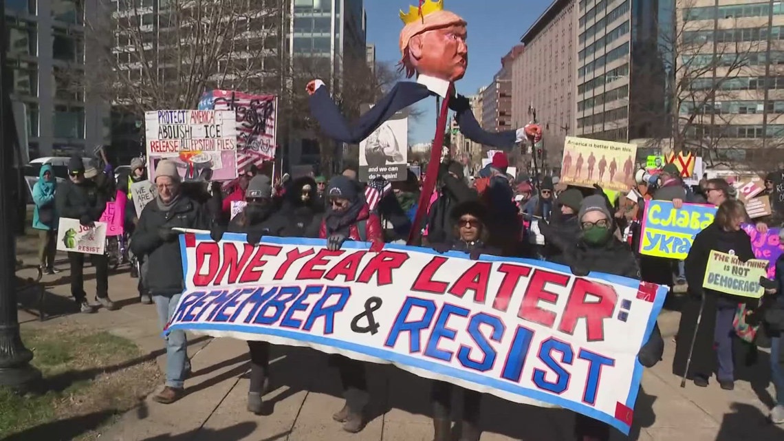 Immigration enforcement fuels some of the walkout protests in DC during Trump's first year back in office