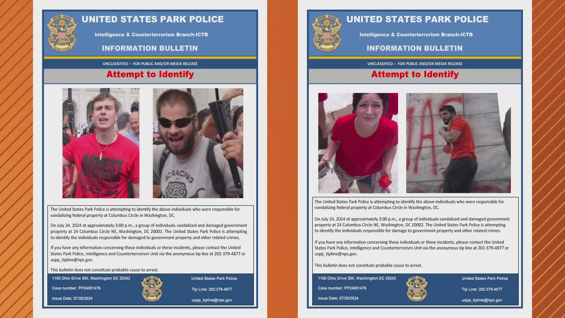 US Park Police are looking for six people total.