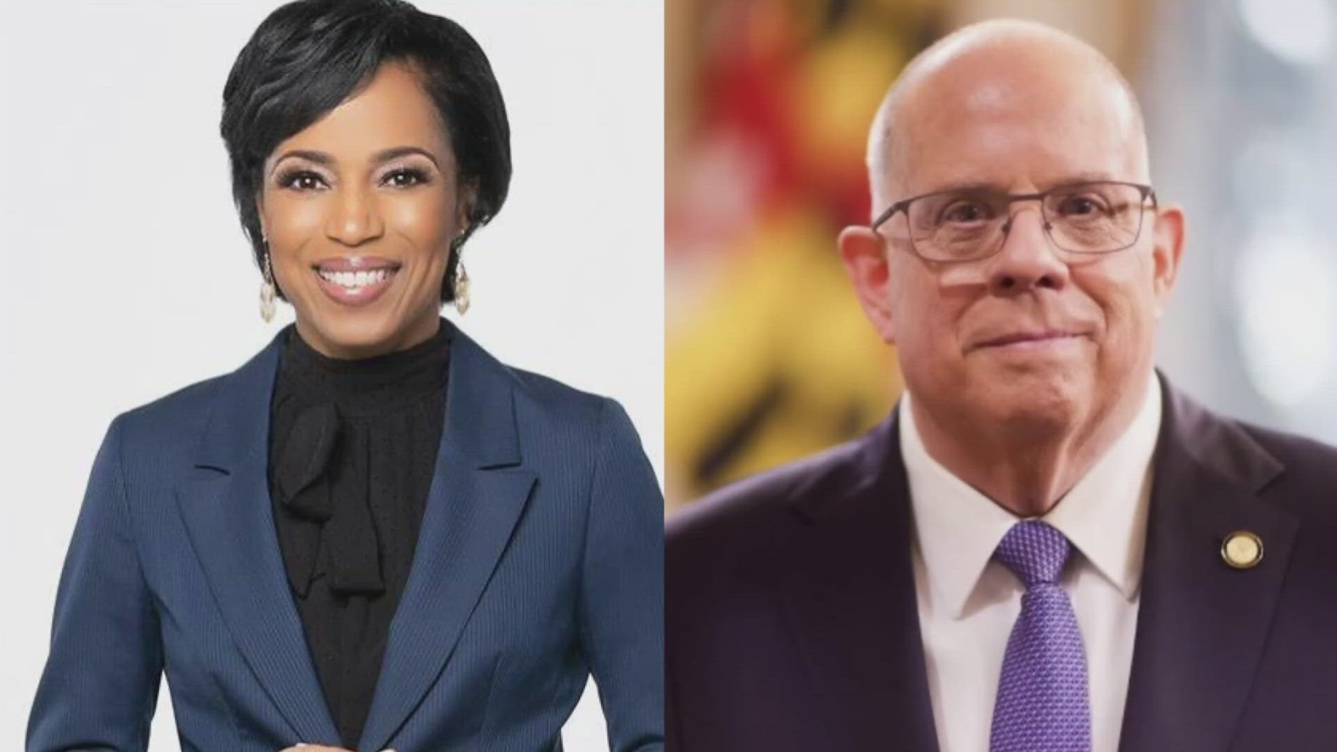 Former Gov. Larry Hogan and Prince George's County Executive Angela Alsobrooks spoke with voters Saturday.