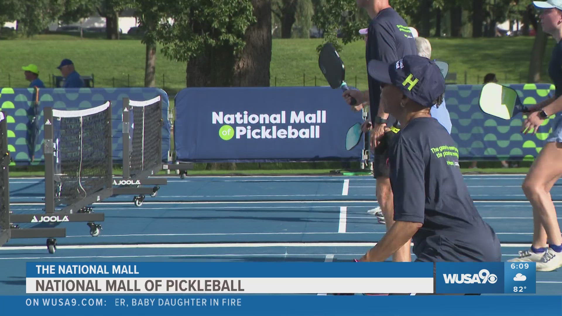 Many gathered on the National Mall to play pickleball on Saturday.