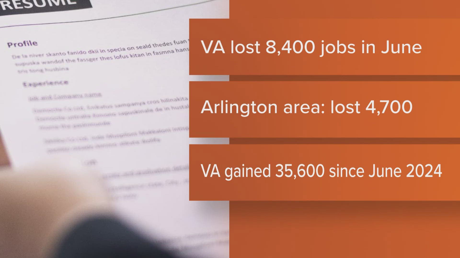Virginia lost 8,400 jobs from May to June. About half of that comes from Arlington.