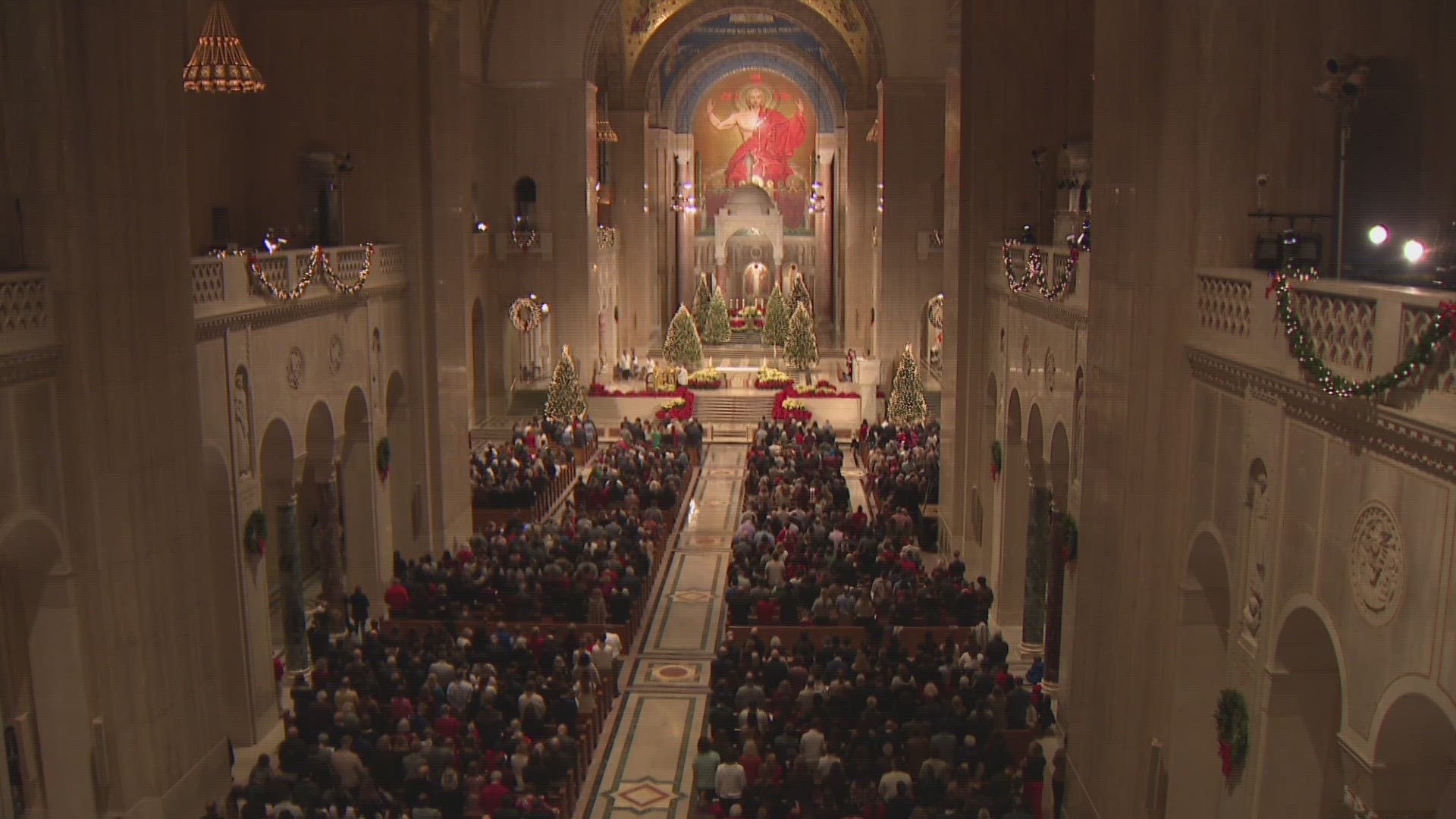 The Christmas Eve mass that is underway at the Basilica of the National Shrine of the Immaculate Conception in Northeast D.C.