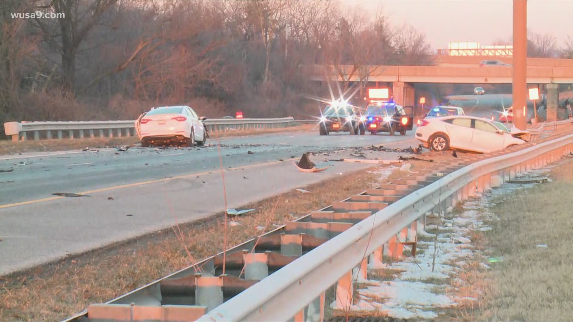 A crash on U.S. Route 50 early Sunday blocked eastbound lanes near Kenilworth Avenue just outside Washington, D.C.