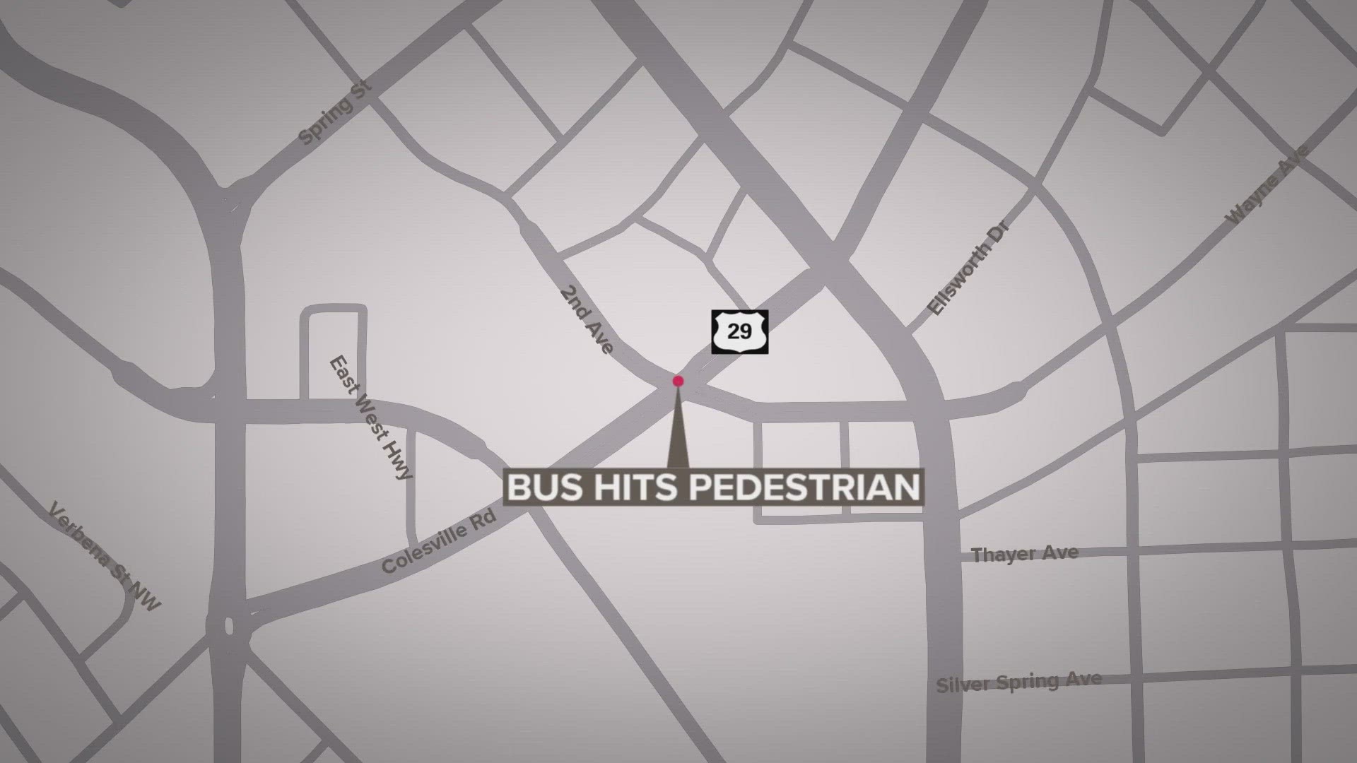 The crash happened around two this morning at the intersection of Second Avenue and Colesville Road. They say after the collision, the bus left the scene.