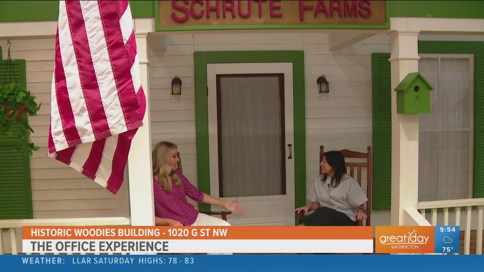 Kristen visits the Schurte Farms section of The Office Experience at the historic Woodies Building.