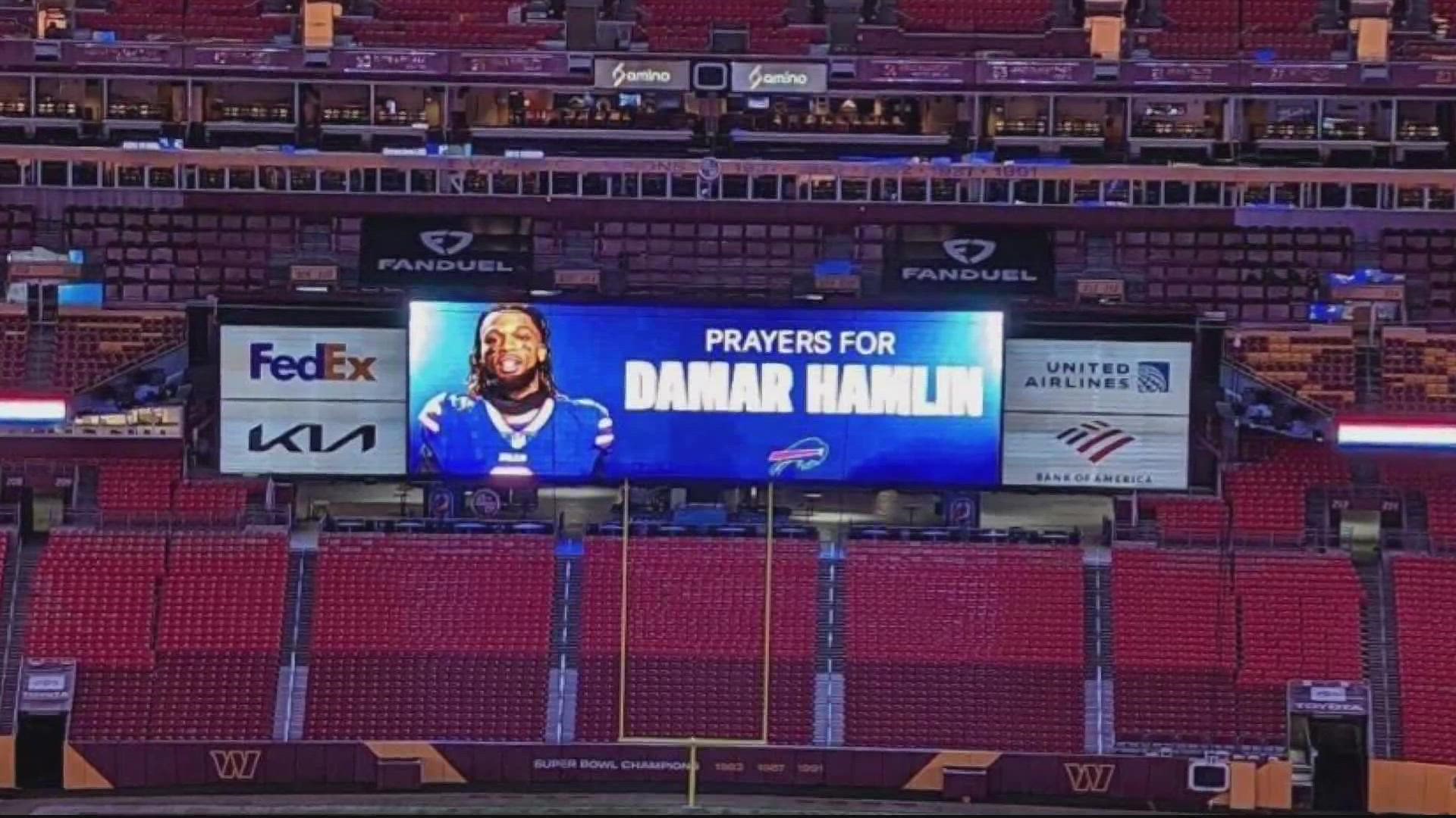 NFL teams take to the field and show their support for Damar Hamlin