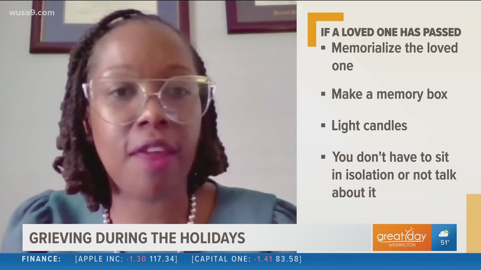 Dr. Lanail Plummer, the CEO of Onyx Therapy Group  shares some tips on how to manage the holidays while grieving.