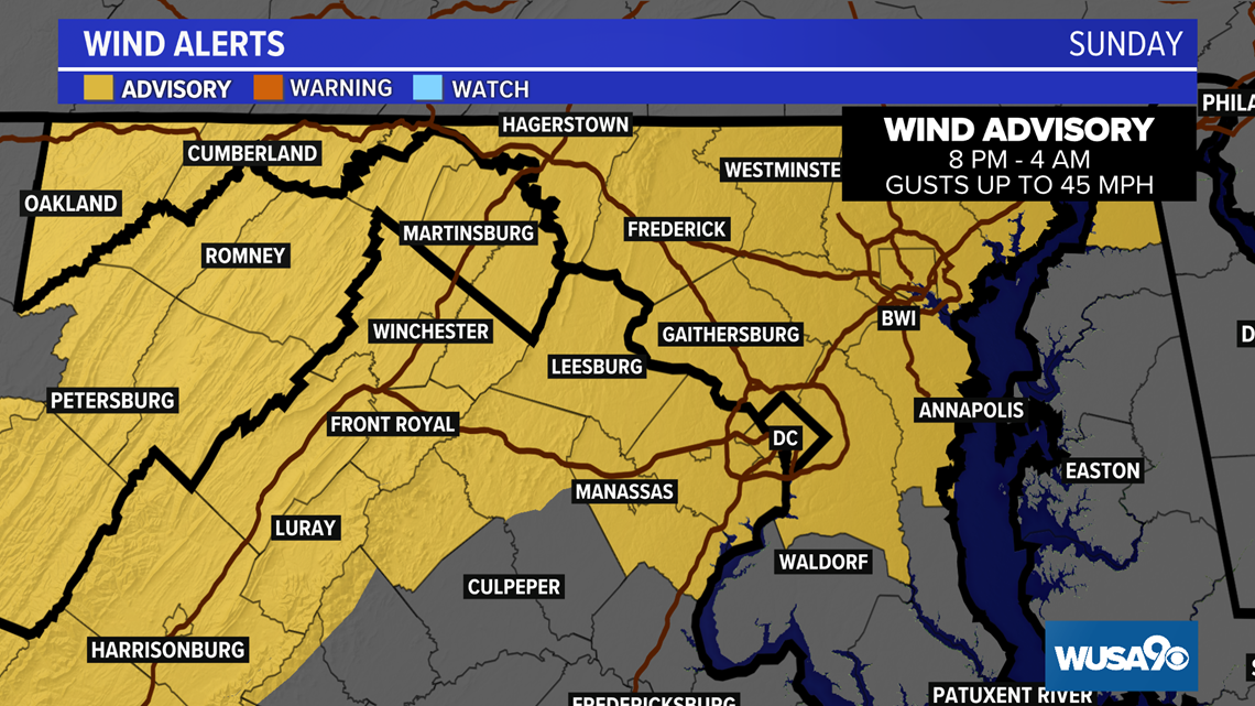 Washington DC weather Spring thunderstorms Sunday