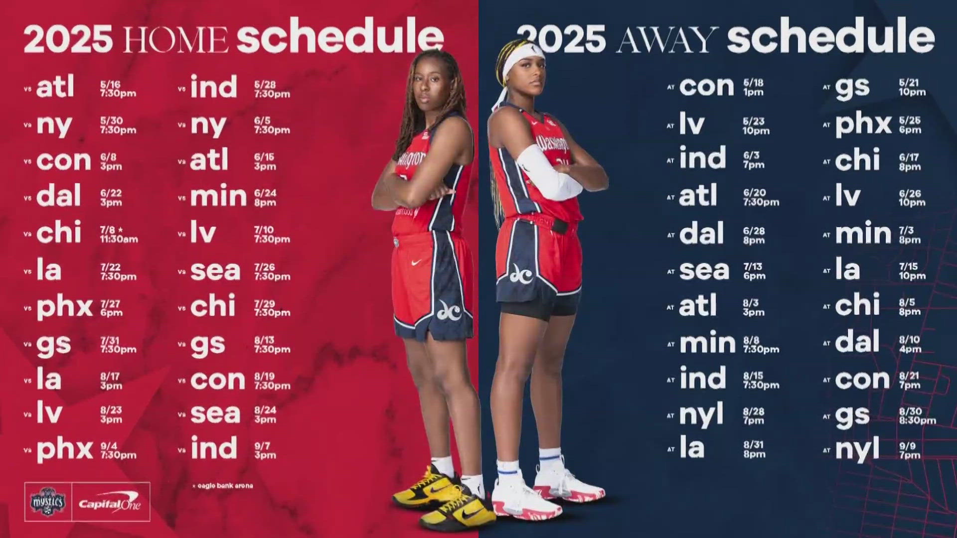 Mystics announce schedule for 2025 regular season