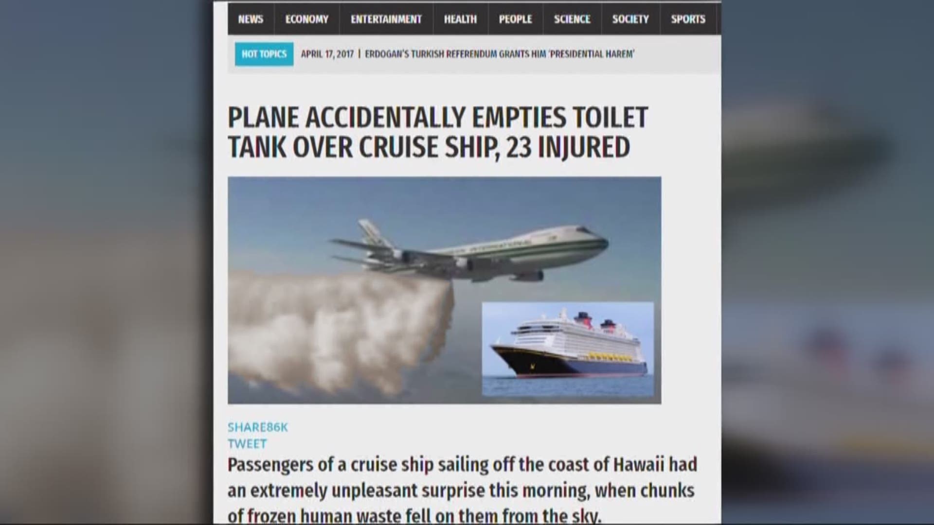 Verify Did A Plane Empty A Toilet Tank Over A Cruise Ship Wusa9 Com