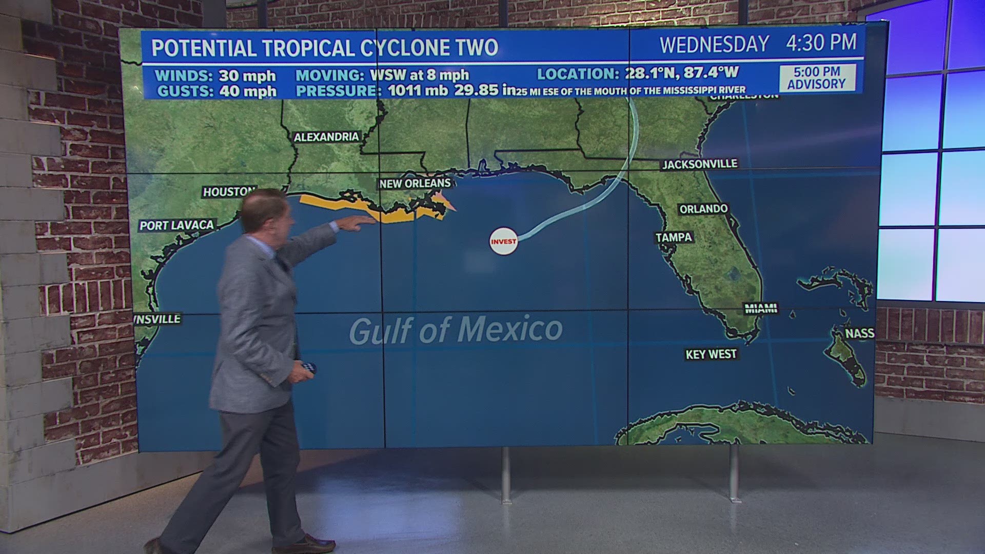 The latest forecast has Tropical Storm Barry strengthening into a hurricane before landfall, Hurricane and Tropical Storm Watches have been issued for the southeast Louisiana coast.