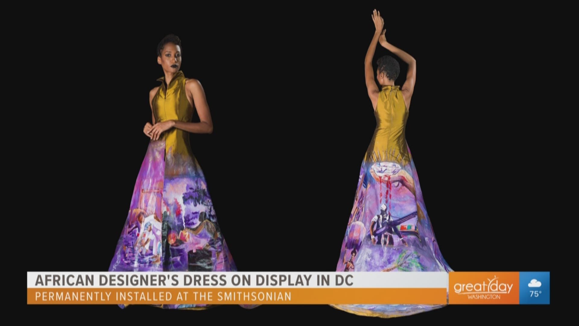 Internationally known Nigerian designer Patience Toleri displays her latest dress designs for us in the studio. One of Toleri's dresses, "The Esther Dress" recently earned a permanent spot in the Smithsonian National Museum of African Art.  Toleri is the first African designer to have a dress displayed permanently in one of the Smithsonian Museums.