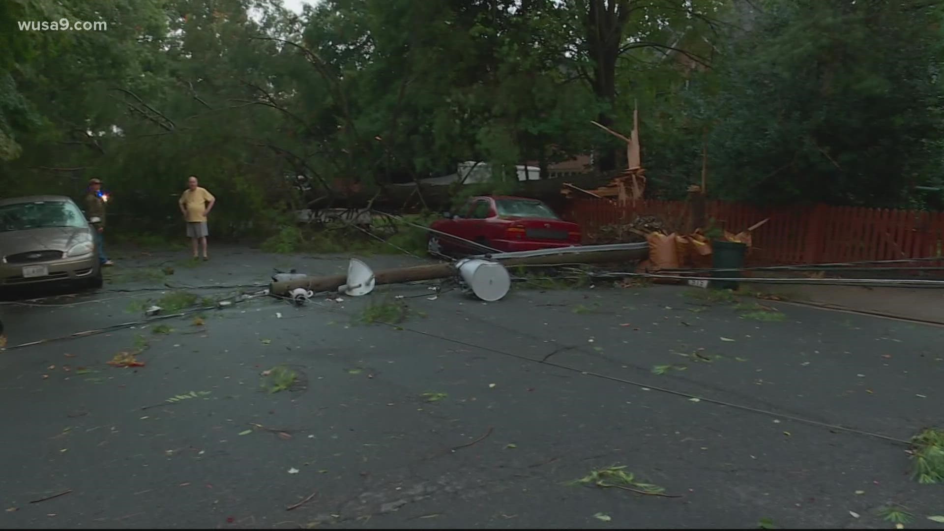 Severe weather rolled through the DMV Tuesday evening leaving thousands without power and trees and power lines on the ground.
