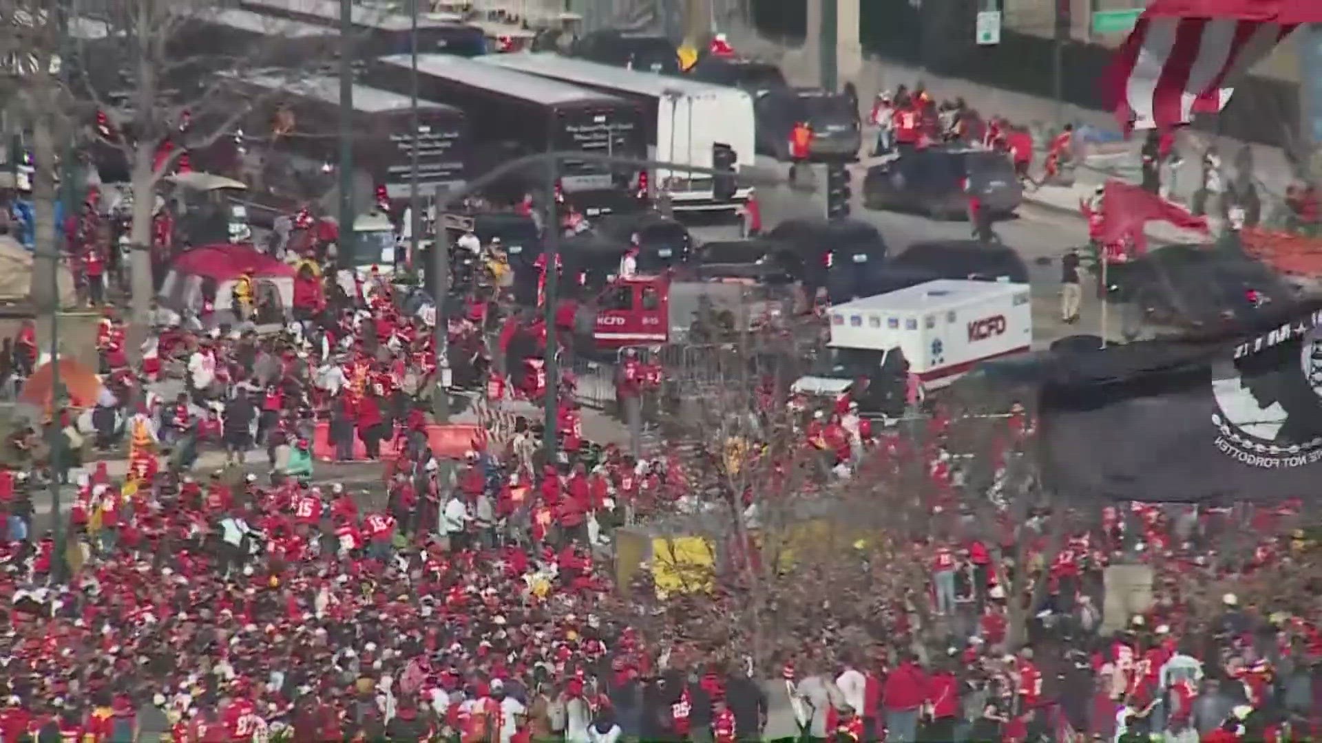 One person is dead and several more injured after a shooting at the end of the Kansas City Chiefs’ Super Bowl parade that sent terrified fans running for cover.