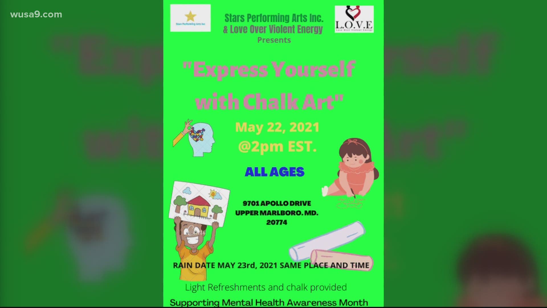 One local non-profit is giving you another option, color therapy! Stars Performing Arts is hosting an “Express Yourself with Chalk Art” event Saturday.