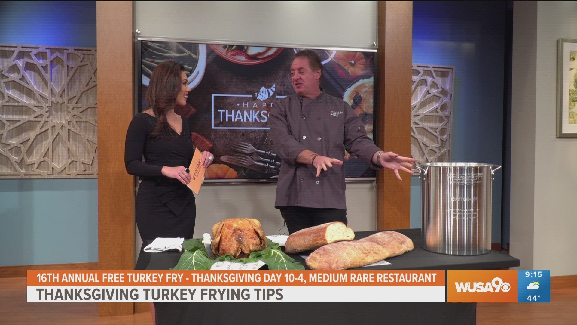 Mark Bucher of Medium Rare Restaurant in DC explains how to successfully fry a turkey and invites everyone to the 16th annual turkey fry this Thanksgiving Day.