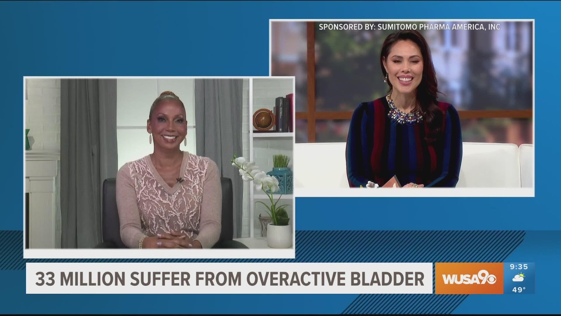 Sponsored by: Sumitomo Pharma America, Inc. Actress Holly Robinson Peete shares her experience with overactive bladder. More more information go to timetogo.com.