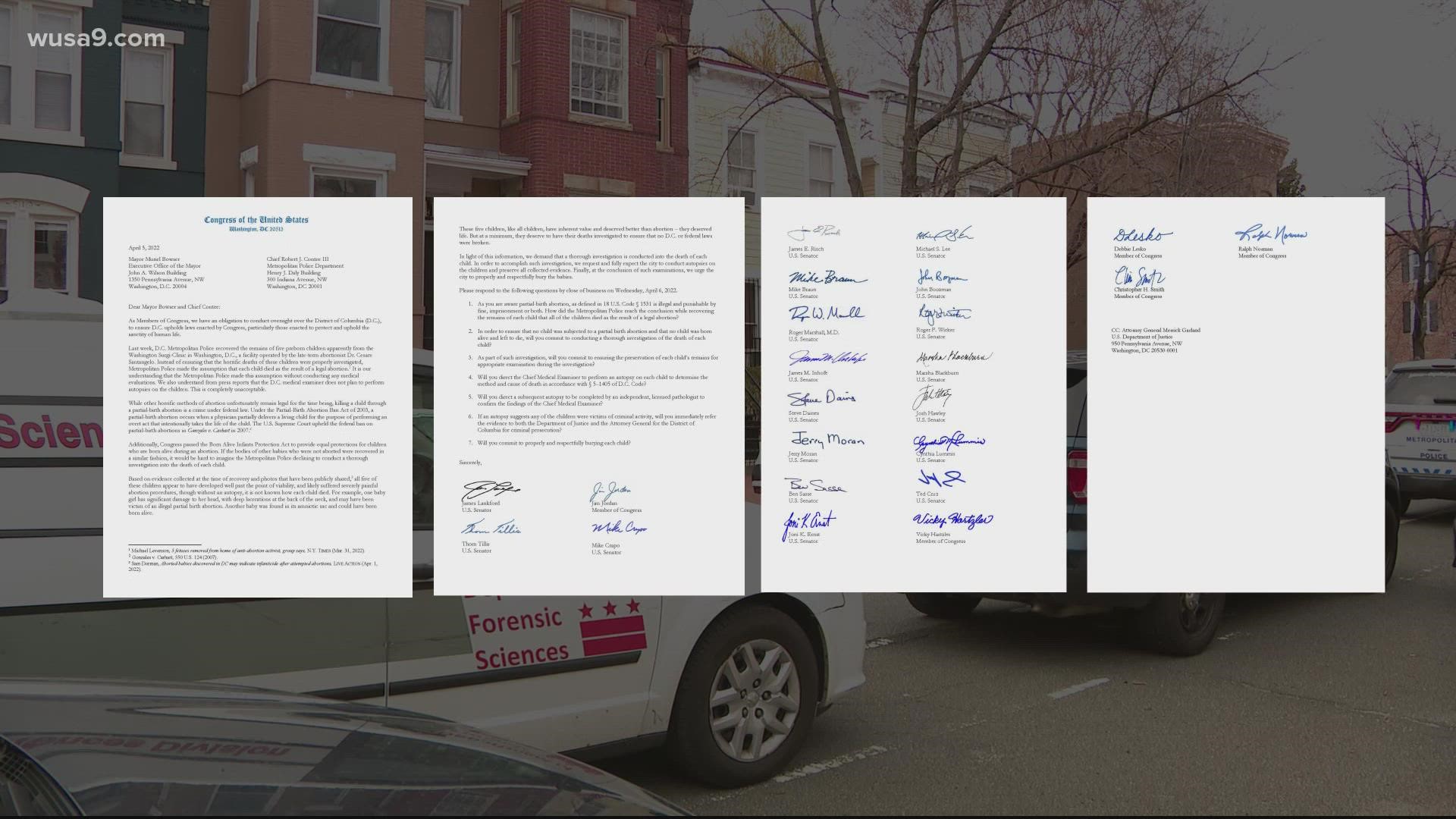 A joint letter from 18 Republican senators and 5 representatives calls for action and a "thorough investigation" by Mayor Muriel Bowser and Chief Robert Contee.