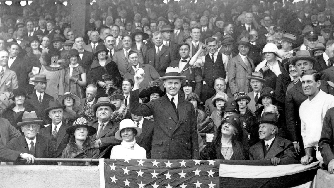 Griffith Stadium, Washington D.C., October 4, 1924 – Action during the  first game of the 1924 World Series between the NY Giants and Senators